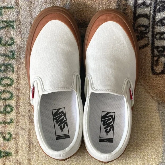 Vans Slip-On Pro Shoes Sneakers Pearl Gum White Tan Size 9 Women’s = 7.5 Mens - Picture 11 of 16